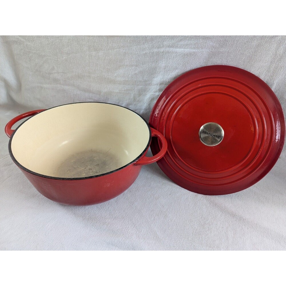 Brandani 6.3 qt. Dutch Oven & Lid Red Cast Iron Porcelain Enamel 11" Cooking Pot